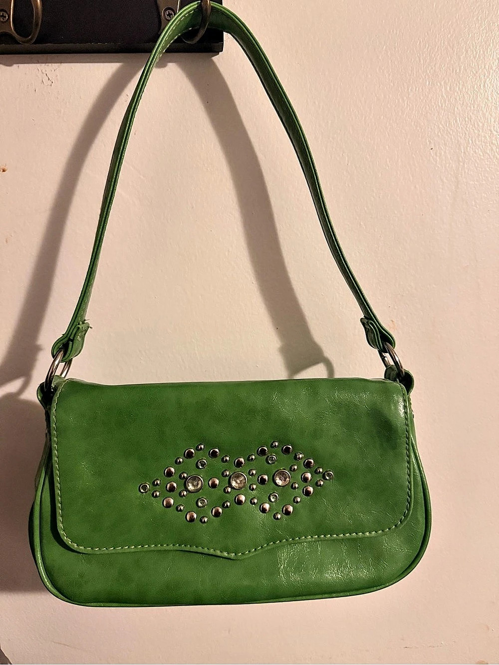 Green Studded Shoulder Bag
